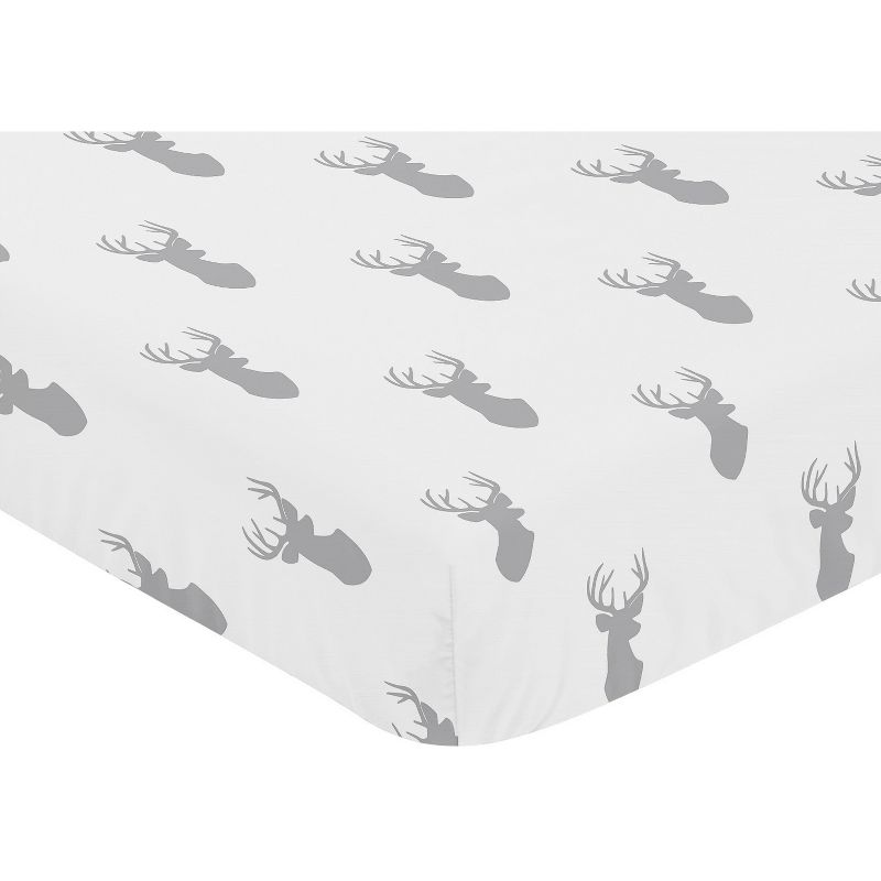 Sweet Jojo Designs Boy Baby Fitted Crib Sheet Stag Grey and White, 4 of 8