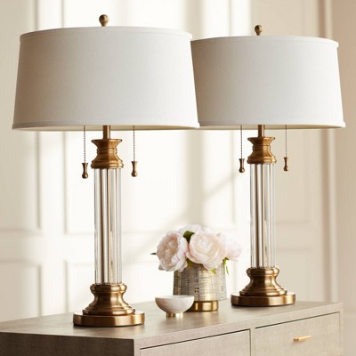 Vienna Antique Brass and Clear Glass Table Lamps Set of 2