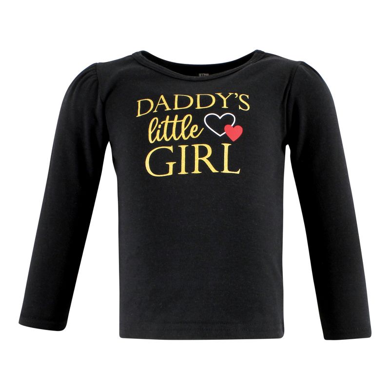 Hudson Baby Infant Girl Long Sleeve T-Shirts, Girl Daddy Red Black, 5 of 6
