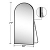 Black Full-Length Right-Angled Arched Mirror with Thin Edge in Aluminum Alloy, 180x96x1.5cm (With Bracket) - 2 of 4