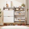 Narrow Shoe Cabinet Storage for Entryway, Modern Fluted Shoe Rack Organizer with 2 Flip Drawers and an Open Shelf - 4 of 4