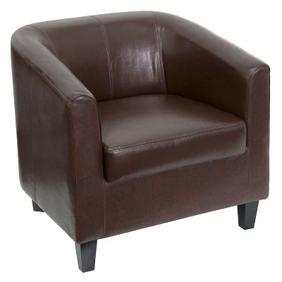Emma and Oliver Leather Lounge Chair with Sloping Arms