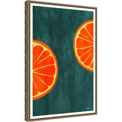 Orange Slices Abstract Canvas Print with Bronze Frame