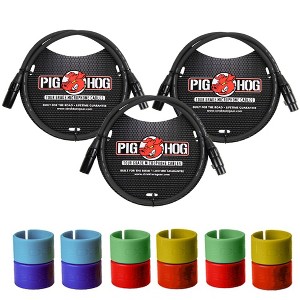 Pig Hog 8mm XLR Microphone Cable Male to Female 30 Ft Mic Cable with Zoom XLR-6c Color ID Rings for Cables - 3 Units - 1 of 4