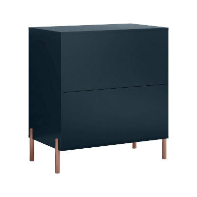 Navy MDF 3-Drawer Nightstand with Rose Gold Accents