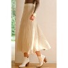 Women's Wool Blend A-Line Long Skirt with Wide Elastic Waistband & Flow Pleats - 2 of 4