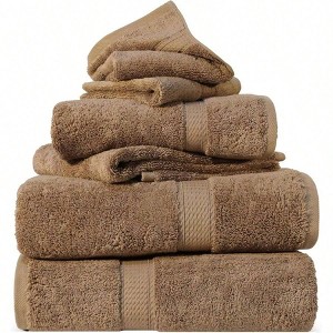 Cotton Pile 6 - Piece Towel Set, 2 Bath 55" X 30", 2 Hand 30" X 16", 2 Face 13" X 13", Ultra Soft Luxury Towels - 1 of 4