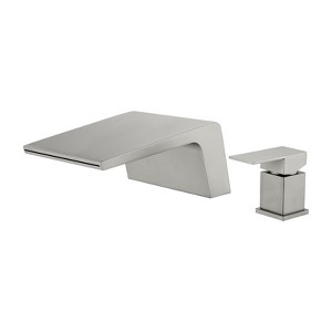 Cobbe Brushed Nickel 2-Hole Wide Waterfall Spout Bathroom Faucet Single Handle - 1 of 4