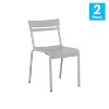 Emma and Oliver Armless Powder Coated Steel Stacking Dining Chair with 2 Slat Back for Indoor-Outdoor Use - 2 of 4