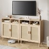 2PCS Rattan Sideboard Cabinet with 2 Doors & Shelf – Modern Farmhouse Buffet Storage for Kitchen, Dining Room & Entryway (Natural) - 3 of 4