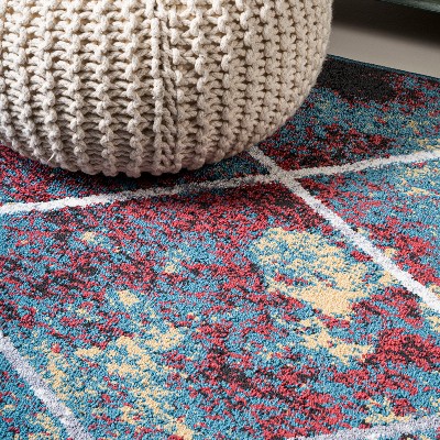 Cole 4x6 Multi/White Synthetic Trellis Area Rug