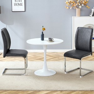 3/5 PCS Round Dining Table Set Modern Dining Set Kitchen Table Set with Upholstered Chairs, White/Black/Gray-Modernluxe - 1 of 4
