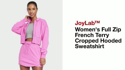 Women's Full Zip French Terry Cropped Hooded Sweatshirt - Joylab™ : Target