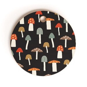 Little Arrow Design Co mushrooms on charcoal Cutting Board - Round - 1 of 3