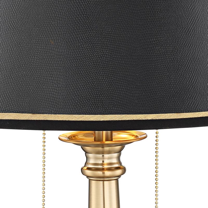 Barnes and Ivy Georgetown Traditional Desk Lamp 28 1/2" Tall Warm Brass with USB Charging Port Black Shade for Bedroom Living Room Bedside Office Kids, 3 of 10