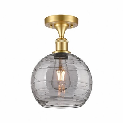 Athens Deco Swirl - 1 Light Semi-Flush Mount In Industrial Style-13 Inches Tall and 8 Inches Wide