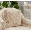 Saro Lifestyle Macramé Throw Pillow With Poly Filling, 20", Beige - 3 of 3