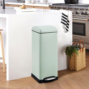 8 Gallon Bathroom Step Trash Can, 30-Liter Square Stainless Steel Foot Pedal Garbage Can - 1 of 4
