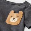 Baby Boys' Animal Short Sleeve Bodysuit with Pocket - Cat & Jack™ Charcoal Gray - image 3 of 4