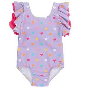 RuffleButts Girls UPF50+ Butterfly One Piece Swimsuit - 1 of 4
