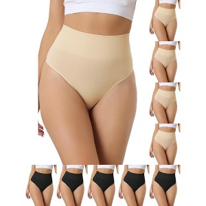 INSPIRE CHIC Women's High-Waisted Invisible Stretchy Comfortable Thongs 10 Packs - 1 of 4