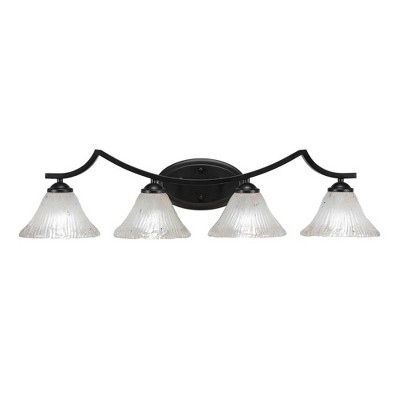 Toltec Lighting Zilo 4 - Light Vanity in  Matte Black with 7" Frosted Crystal Shade