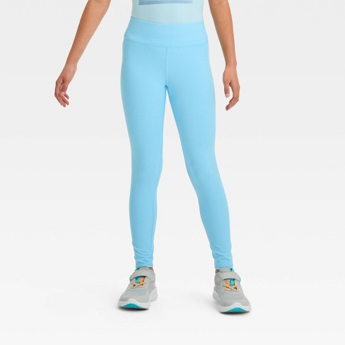 Girls' Mid-Rise Ribbed Leggings - All In Motion™ Blue XS