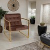 LeisureMod Lexington Modern Velvet Accent Chair with Gold Base for Living Room, Bedroom, or Lounge - 2 of 4