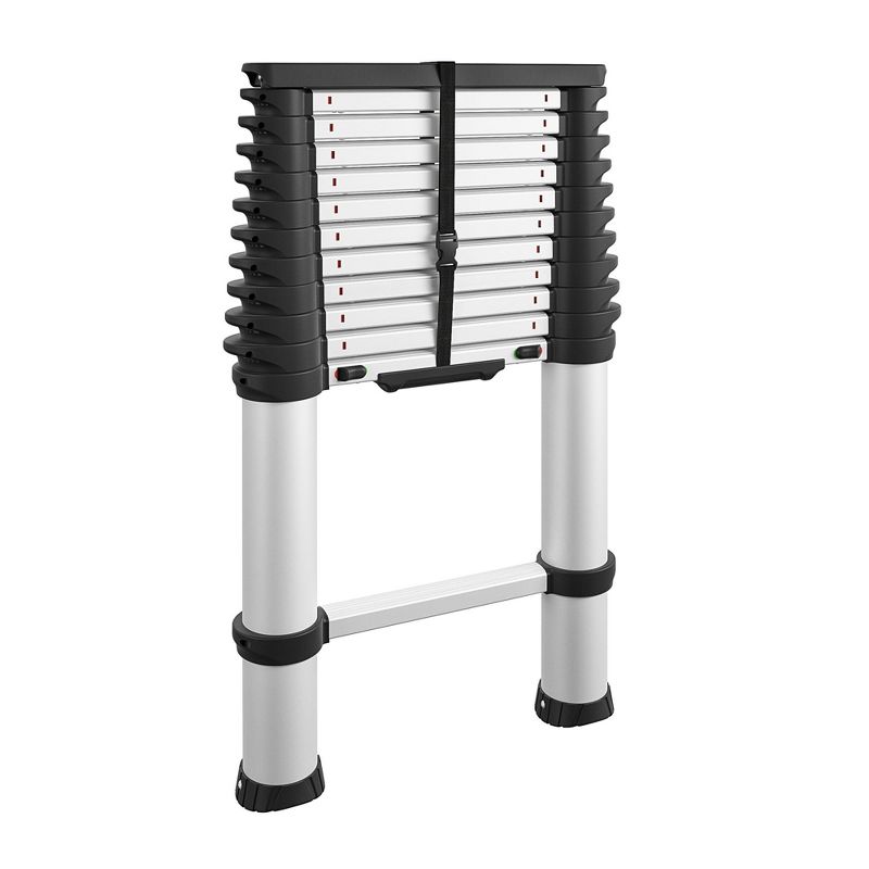 COSCO SmartClose 16-ft Max Reach Telescoping Ladder (Aluminum) with ergonomic grips and top cap, 4 of 5