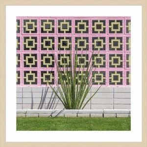Amanti Art Mid Century Breeze Block Wall with Cactus by Tom Windeknecht Wood Framed Wall Art Print - 1 of 4