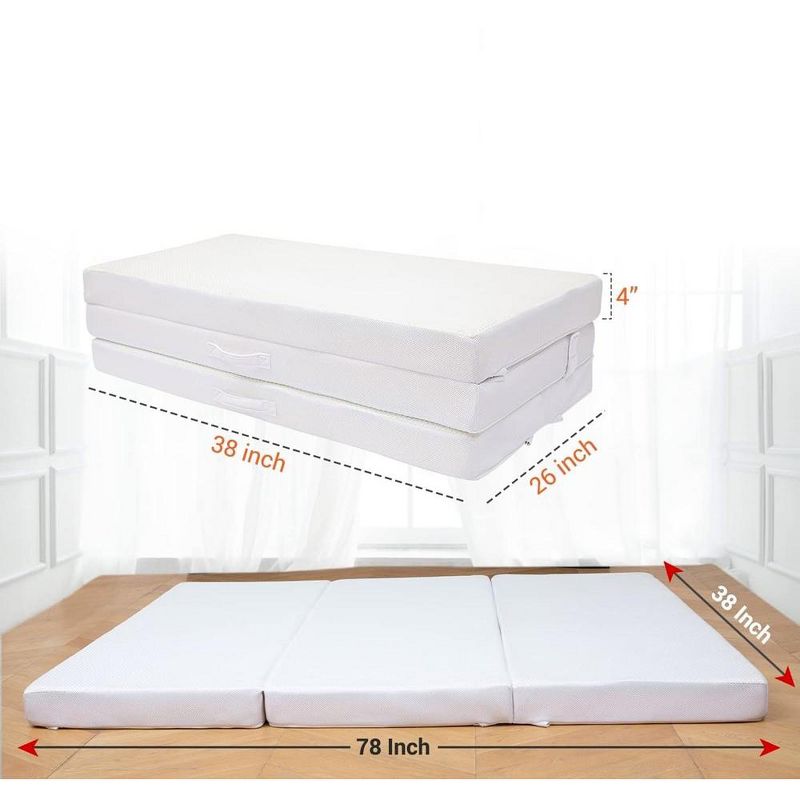 Cheer Collection 4" Tri-Fold Mattress with Soft Rayon from Bamboo Washable Cover, 2 of 7