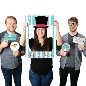 Big Dot of Happiness Let It Snow - Snowman - Christmas and Holiday Party Selfie Photo Booth Picture Frame and Props - Printed on Sturdy Material - 1 of 4