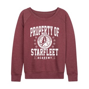 Women's - Star Trek - Property of Starfleet Lightweight French Terry Wide Neck Long Sleeve Graphic Shirt - 1 of 4