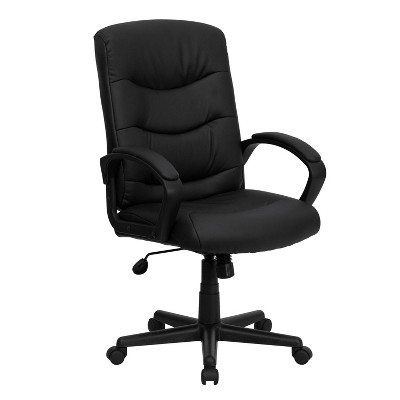 Swivel Task Chair Black Leather - Flash Furniture