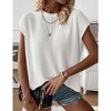 Womens Summer Cap Sleeve Tops Trendy Casual Crew Neck Knit Lightweight Sweater Pullover Top - 4 of 4
