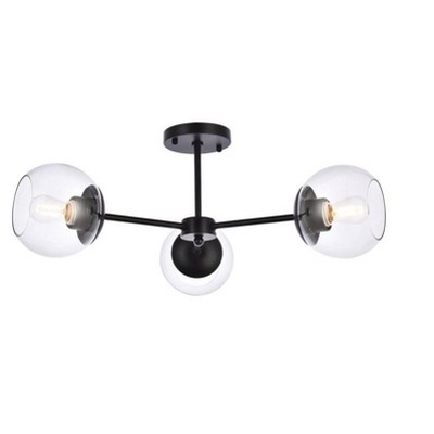 Elegant Lighting Briggs 26 inch flush mount in black with clear shade