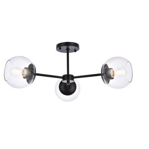 Elegant Lighting Briggs 26 inch flush mount in black with clear shade - 1 of 4