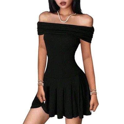 Women Dress Off Shoulder Summer High Waist Cocktail Midi Dress