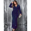 Glitter Dress for Plus Size Women V Neck Surplice Maxi Dress Frotn Twist Tie Wasit Sprakly Dress for Curvy Body Formal Dress Night Date Dress - 3 of 4