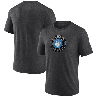 MLS Charlotte FC Men's Gray Short Sleeve Triblend Chest Logo T-Shirt