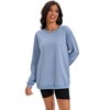 ATHLECHIC Women's Crew Neck Long Sleeve Hoodless Oversized Pullover Trendy Tunic Tops Sweatshirt - 3 of 4