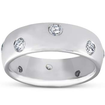Pompeii3 1/2ct Bezel Diamond Eternity Wedding 14K White Gold New Ring