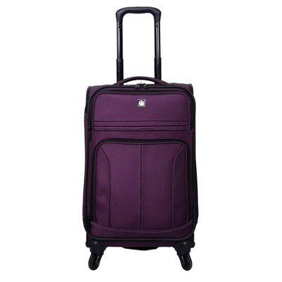 purple rolling suitcase