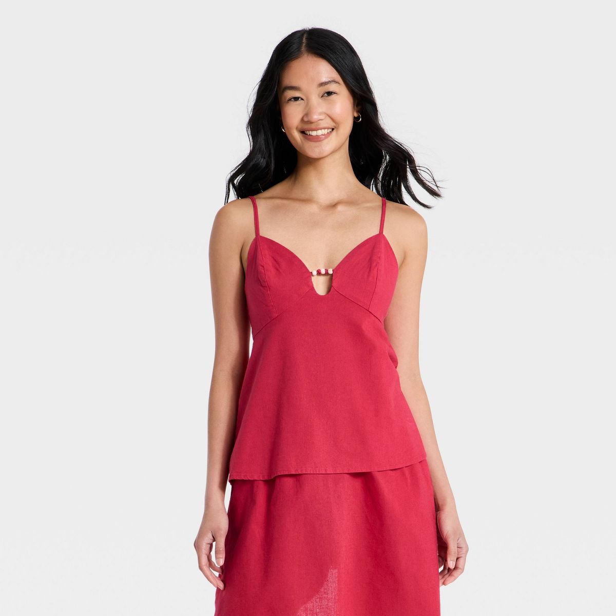 Women's Linen Beaded Cami Top - A New Day™ - thumbnail 9