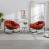 Modern Papasan Rocking Chair, Outdoor Rocker Recliner Chair with Metal Frame and Soft Tufted Cushion for Garden, Living Room – ModernLuxe - 4 of 4