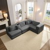 Kumasinova Modern Upholstered Sectional Sofa Couch Set, Oversized Modular Corduroy Sofa with 6 Pillows, DIY Configurable, Non-Slip Design - 4 of 4