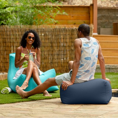 Navy Blue Acrylic Outdoor Bean Bag Ottoman
