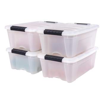 Iris USA 53 Quart Stackable Plastic Storage Bins with Lids and Latching Buckles, 4 Pack Clear, Containers with Lids and Latches