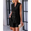 Women's Blazer Vest Shorts Sets Lapel Neck Casual Summer Sleeveless Button Down Office 2 Piece Lounge Matching Sets - 2 of 4