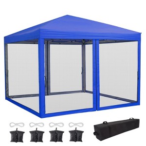 10 x 10 FT Pop Up Canopy, Party Tent with Mosquito Netting, Height Adjustable Instant Sun Shade, for Parties, Camping, Events - 1 of 4